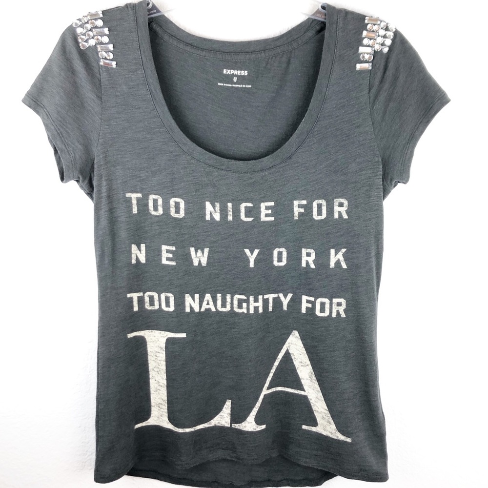 Express Jewel Shoulder Fitted Statement Tee